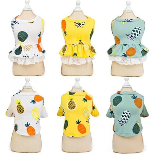 Summer Cat Clothes For Small Dogs Fashion Beach Pet Dress Dog Shirt Princess Kitten Puppy Skirt Chihuahua Vest Pet Supplies 35