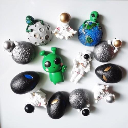 Refrigerator Magnet Cartoon Creative Planet Magnetic Sticker Fridge Magnet Decoration Space Man Astronaut Alien Moon
