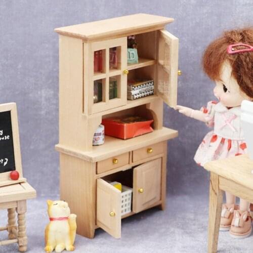 Mini Bookcase High Simulation Model Toy Wooden 1/12 Scale Cabinet Model Dollhouse Furniture for Children