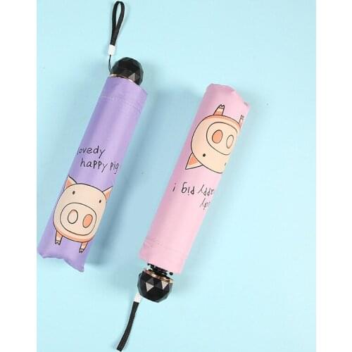 INS Fashion 3-Folding Umbrella Fold Women UV Rainproof Cartoons Umbrella Parasol Rain Sun Umbrellas