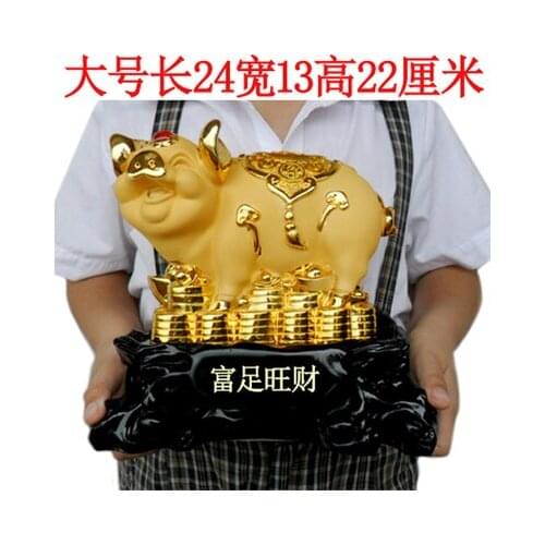 Move golden Choi Choi pig ingot Get rich Gold Pig Bright Fortune making crafts home decoration Imitation Copper Resin Art