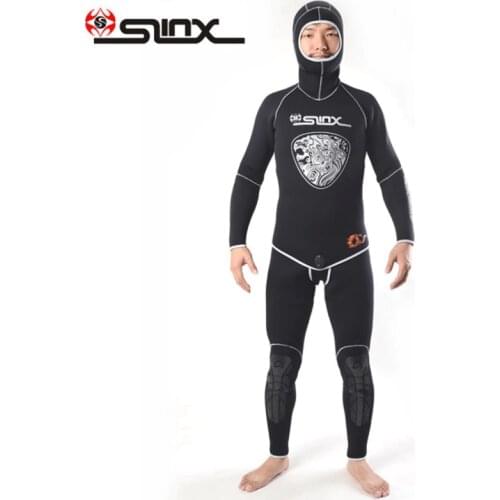 New 5MM Neoprene Wetsuit 2-Piece with Hood Wet Suit Scuba Diving Spearfishing Wet Suit Stretch Max Farmer John Wetsuit