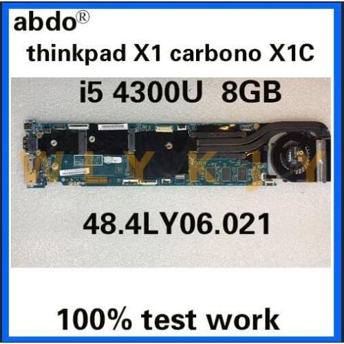 New Laptop motherboard for Lenovo for Thinkpad X1 Carbon I5-4300U 8GB Mainboard 00HN767 12298-2 48.4LY06.021 DDR3