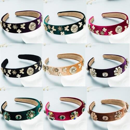 Barouque Headbands Colorful Crystal Hairband Rhinestone Pearl Headband Party Wedding Hair Hoop For Women Girls Hair Accessories