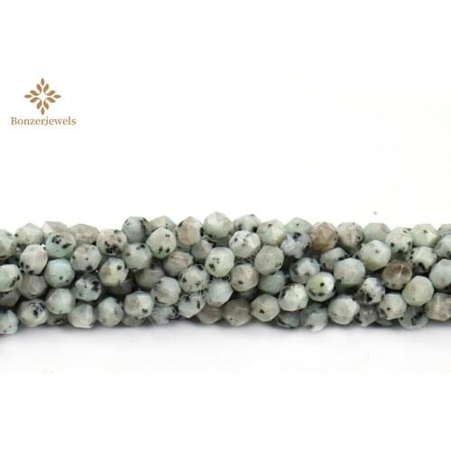 Wholesale Natural Diamonds Faceted Kiwi Jaspers Star Cut Polygon Beads For Jewelry Making Bracelet Necklace