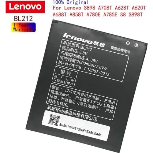 Original Lenovo BL212 Battery For Lenovo S8 A708T A628T A620T A780E A688T S898t+ Cellphone +Tracking Number