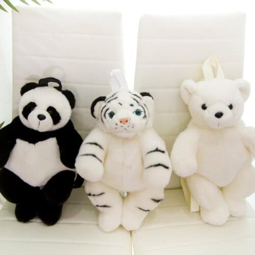 Plush Animals Backpacks Kids Kindergarten Boys Girls Stuff Backpack Leopard Tiger Panda Polar Bear Purse Coin Books Bag