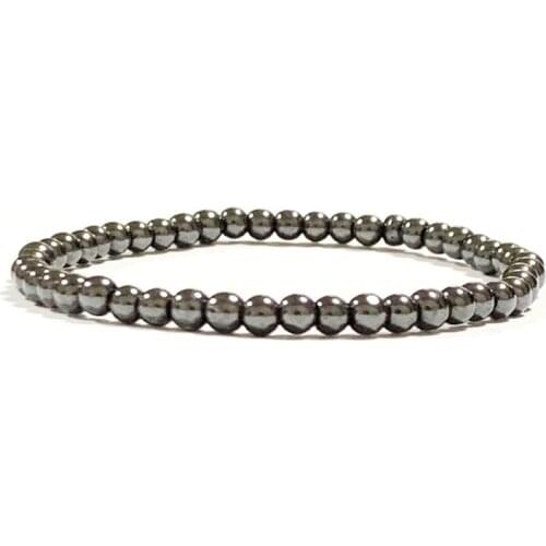 Gift Small beads Bracelets Hot sale Natural Stone Bead Bracelet 4 mm Hematite Round Beads Bangle women elastic bracelet