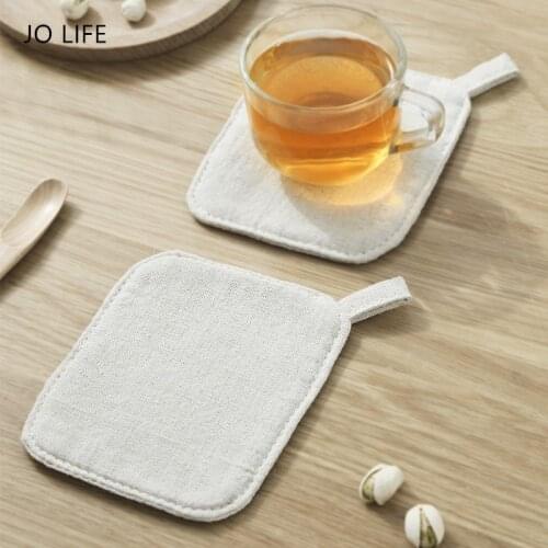 JO LIFE Cotton Placemat Pad Coasters Insulation Pad Pot Holder Cloth Heat Resistant Linen Knitting Bowl Placemats