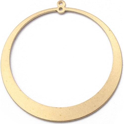 5pcs Raw Brass 45x48mm Large Drop Charms Round Cricle Charm Pendant For DIY Handing Earrings Jewelry Findings Making