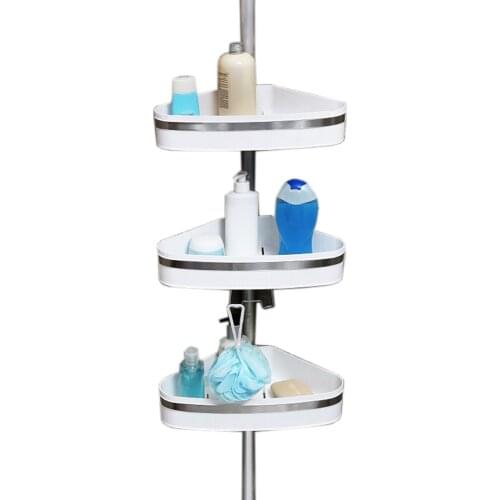 Bathroom Shelf Matt Shampoo Holder Spring Mount Bathroom Corner Shelf White