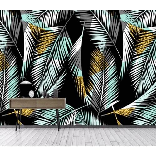 Custom wallpaper bedroom decoration abstract black and white banana leaf living room background wall 3d wallpaper mural wallfor