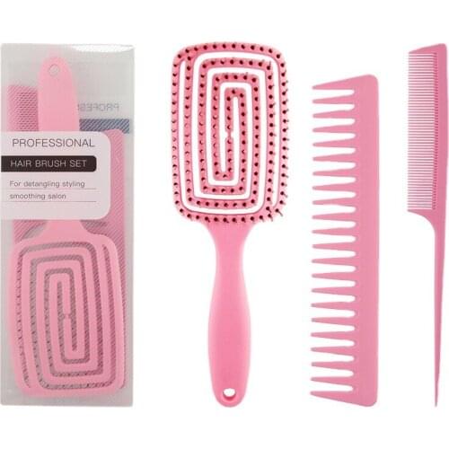 3Pc/Set Hair Scalp Massage Comb Girls Hairbrush Bristle Nylon Women Wet Curly Detangle Hair Brush for Salon Hairdressing Styling