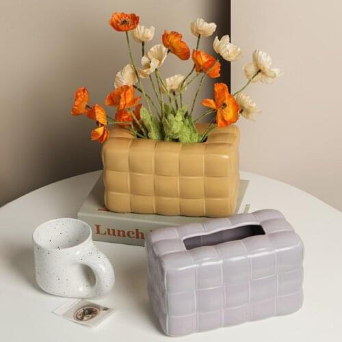 Nordic Ins Ceramics Bag Vases Living Room Dining Table Flower Arrangement Container Crafts Home Decoration Ornament