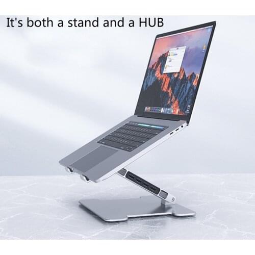 ORICO Laptop Folding Stand USB+SD Port Aluminum Multi-functional PC Heightening Hub Extension Bracket Notebook Holder