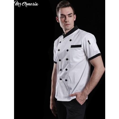 Customizable embroidery Unisex Breathable Short Sleeve Professional Chef Uniform cooking Jacket Bakery Chef Uniform wholesale