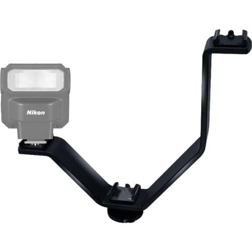 V Shape Triple Hot Shoe V Mount Flash Bracket for Speedlite DSLR Camera Video Lights Microphones Monitors to Cameras Camcorders