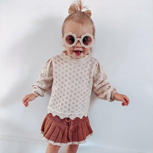 2021 Spring Autumn And Spring Girls Lace Hollow Bottoming Sweater Children Sweater Top clothes Girls Knit Sweater