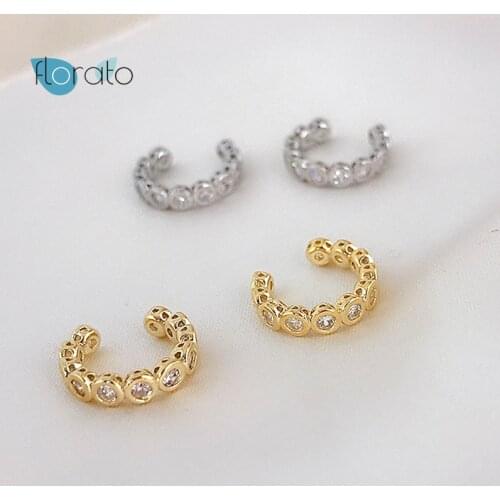 925 Sterling Silver C Shaped Without Piercing Clip Earrings for Women Bohemia Clip Earrings Crystal Zircon Clip on Earrings