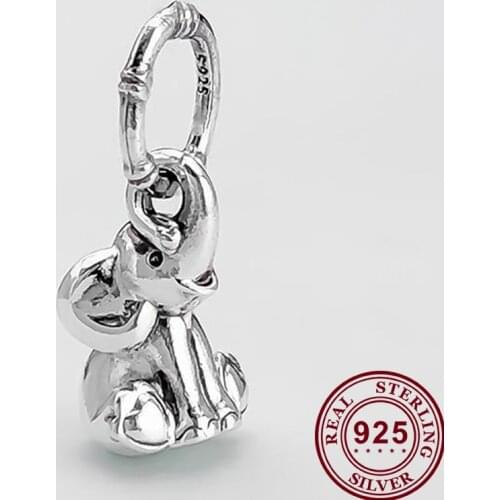 100% 925 Sterling Silver Charm Creative Smart Elephant Pendant Fit Pandora Women Bracelet & Necklace Diy Jewelry