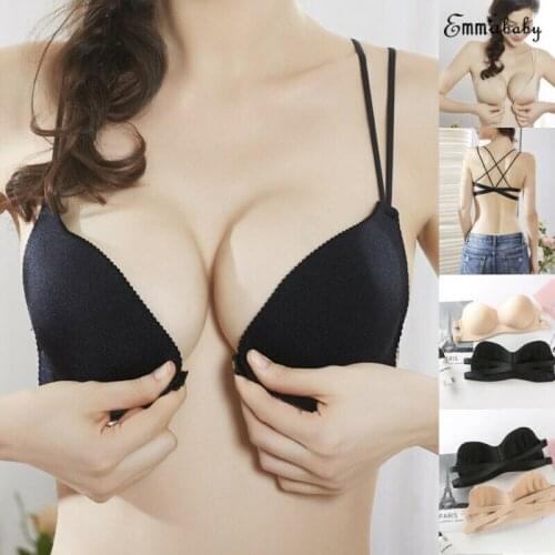 Women Ladies Sexy Solid Color Front Fastening Back Cross Push Up Bra One Size