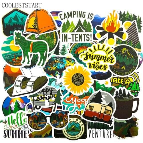 50 Pcs/Set Fashion Camp Outdoor travel Stickers For phone Luggage Laptop Motorcycle Skateboard Bicycle Anime Suitcase Stickes