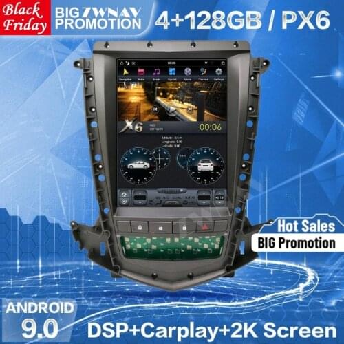 4+128G Tesla Screen Carplay For 2013 2014 2015 2016 2017 Cadillac SRX Android 9 Player Car GPS Audio Radio Auto Stereo Head Unit