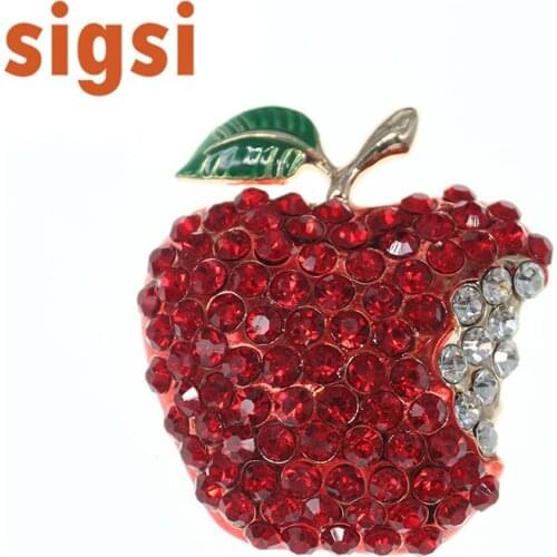 50/100pcs Fashion red fruit brooch pins charming sparkly rhinestone Christmas brooch pin jewelry for wedding decoration