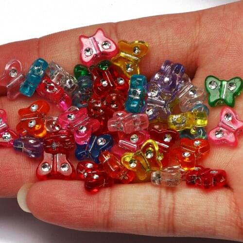 100pcs Mixed Color Butterfly Acrylic Beads 11x9mm Loose Spacer Beads For Jewelry Making DIY Necklace Bracelet Accessories