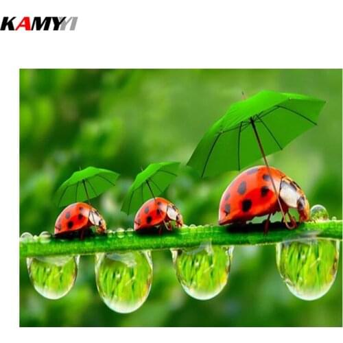 Diamond Embroidery 5D DIY Diamond Painting Ladybug Green Leaves Needleworks Cross Stitch Rhinestone Mosaic DD