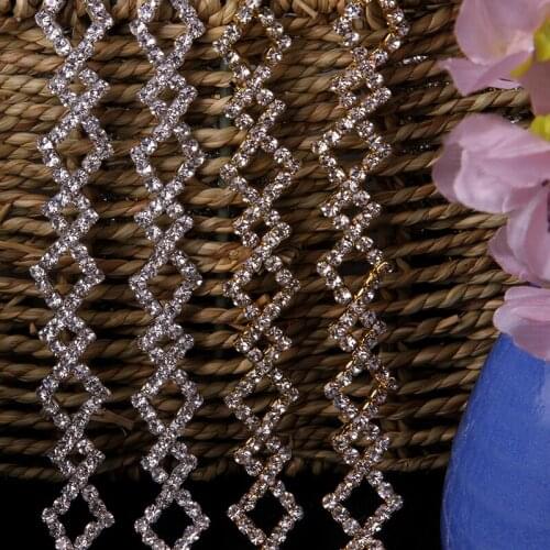 1 yard 2 cm Diamond Crystal Rhinestone Trims Chain Applique for Wedding Dress Bag Trimmings Sewing DIY Crafts