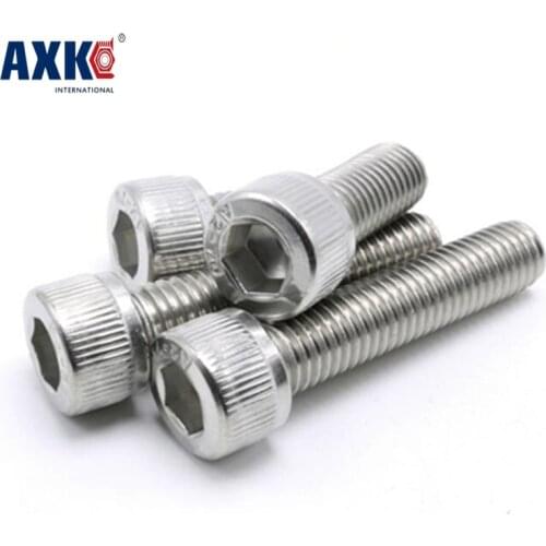 Axk Din912 304 Stainless Steel Bolts Half Thread Hex Socket Screws M4 M5 M6 M8 M10 M12 Twill Cylindrical Head