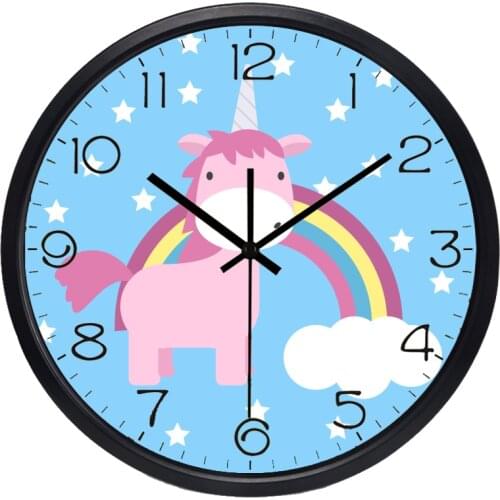 Creative Small flying horse cartoon children Baby Room Bedroom Silent Wall Clock