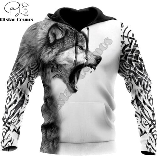 Gray Wolf Tattoo 3D All Over Printed Autumn Men Hoodies Unisex Casual Pullover Zip Hoodie Streetwear sudadera hombre DW0528