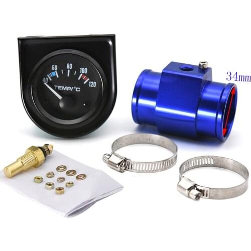40-120℃ Water Temperature Gauge with 40MM Adaptor Joint Pipe Sensor Radiator NPT 1/8 Auto Water Temp Racing Gauge 52MM LED
