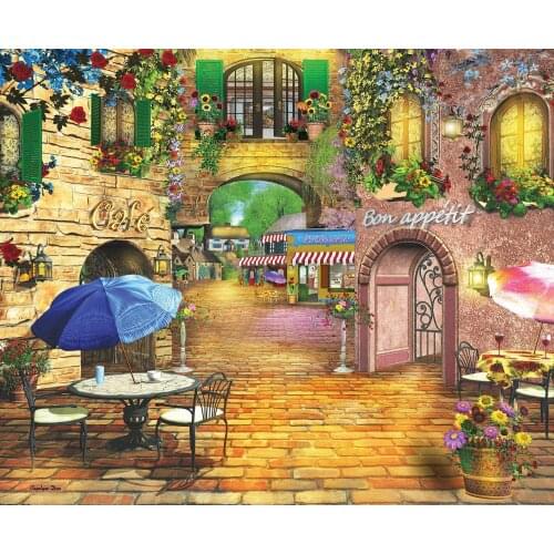 Coffee Shop Cross Stitch Kits Color 14CT Unprinted For DIY Embroidered Handmade Arts Set Wall Home Decor Handmade