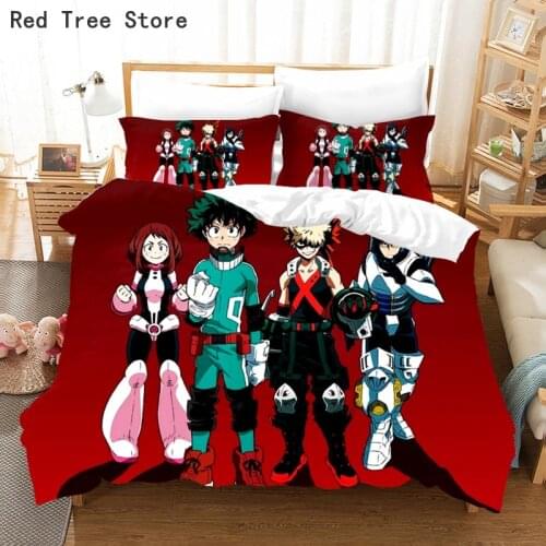 Anime My Hero Academia 3D Printed Bedding Set Japan Style Duvet Cover Pillowcase No Sheets Comforter Kids Bedclothes Bed Linen