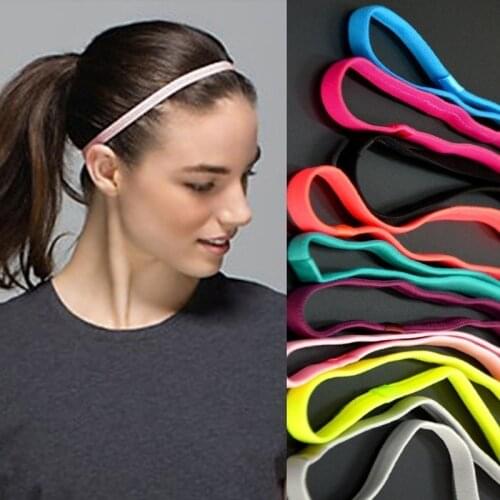 Buy 1,Get 1 Free Fashion Women Men Yoga Boys Football Pure Color Thin Hair Bands Sports Headband Anti-slip Elastic Rubber Hair