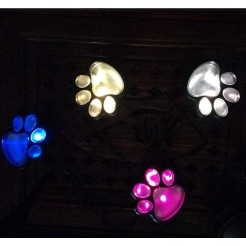 Solar Color Inserted Lawn Lamp Outdoor Garden Landscape Garden Lights 4 LED Energy Bear Paw Printed Decorative Lights