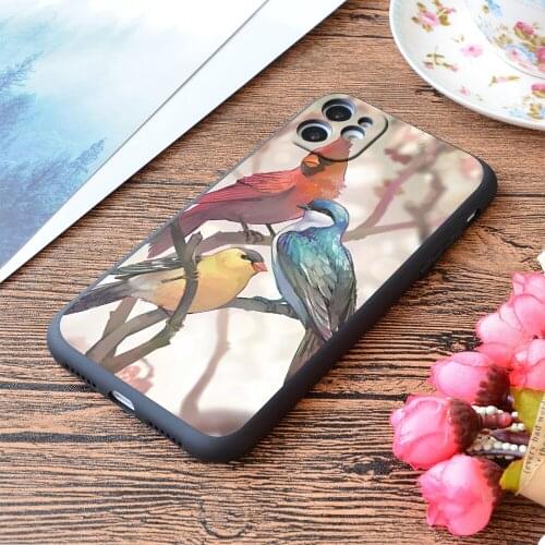 For iPhone Birds Print Soft Matt Apple iPhone Case