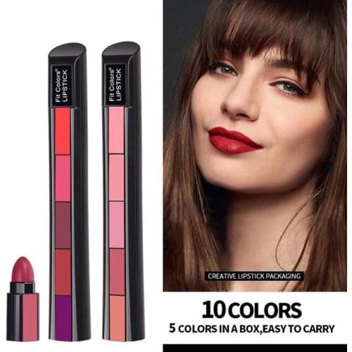 5-in-1 Matte Lipstick Lipstick Set Highly Pigmented Long Lasting Lip Makeup Non-stick Lipstick For Women
