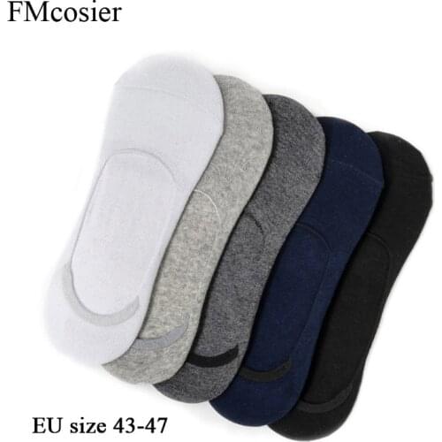 10 Pairs Summer Cotton Mens Invisible Socks White Black Sokken Calcetines Hombre Divertido Big Plus Size 46 47 45 44