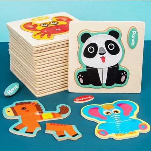 New Sale 20 Style Cartoon Wooden Puzzle Children Animal/ Vehicle Jigsaw Toy 3-6 Year Baby Early Educational Toys For Kids Game