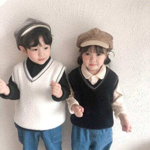 New Childrens Boy Armor Autumn and Winter Thickened Mink Hair Armor Childrens Warm vest toddler girl winter clothes girl vests