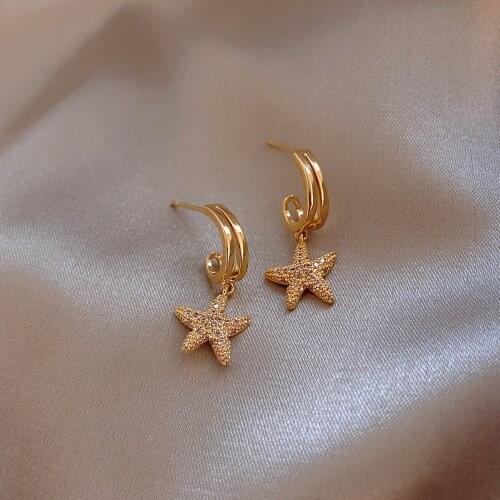 New Arrival Fashion High quality starfish earrings ladies earrings wholesale Female Korean Jewelry