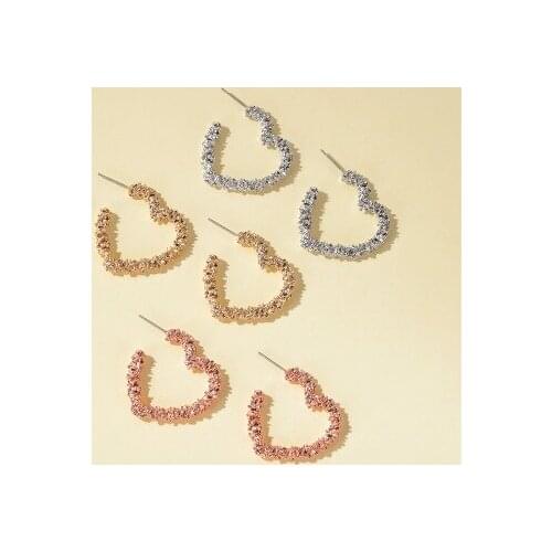 New fashion Carved Open Earrings Simple Metal Matte Heart Stud Earrings For Women girl Accessories jewelry wholesale