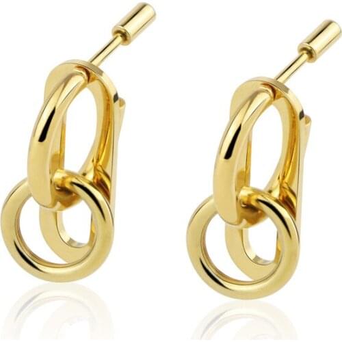 New Fashion Jewelry Stainless Steel Detachable Assemblable Oval Round Pendant Earrings for Women Party Wedding Gift Wholesale