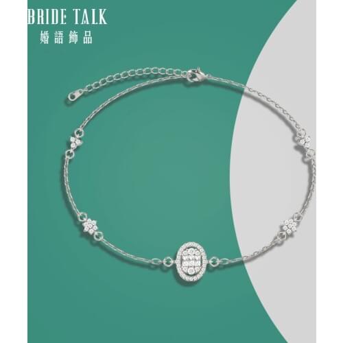 Bride Talk Charm Copper Baguette Zircon Chain & Link Korean Style Bracelet Women Fashion Rose Gold Jewelry Party Birthday Gift