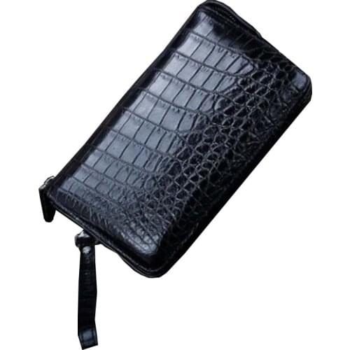 Ourui new selling true crocodile men Hand caught black men crocodile bag Red wine men clutch bag