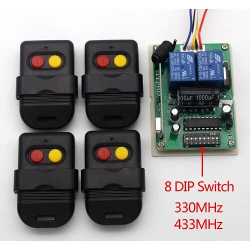SMC5326 8 DIP Switch 2 Channel 330MHz 433MHz Receiver Controller Transmitter For Garage Gate Door Remote Control 330 433 MHz